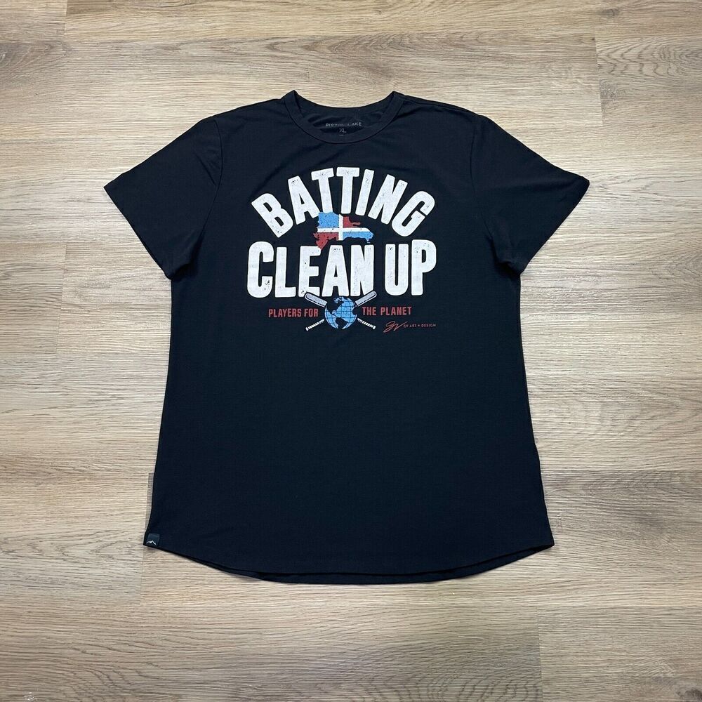 Pistol Lake Shirt Mens Extra Large Black Batting Clean Up Players For The Planet